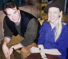 Peter Gizzi, Lisa Jarnot, in the audience at a poetry reading by Jennifer Moxley and Andrea Brady at Teachers and Writers, New York, 13 Nov 1997. Photograph by John Tranter.