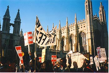 Demonstration passing King's College, Cambridge