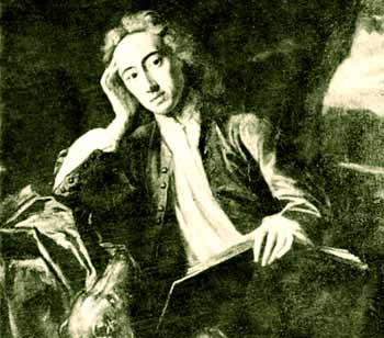 Portrait of Alexander Pope, book and dog