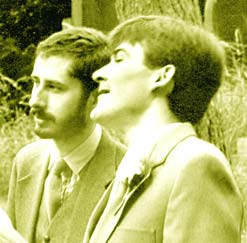Peter Robinson, right, with Adam Clarke-Williams, somewhere in the UK, c. 1980, photo Jane Dunster