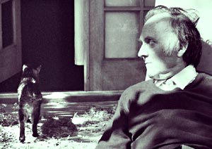 Robert Duncan and cat, 1985