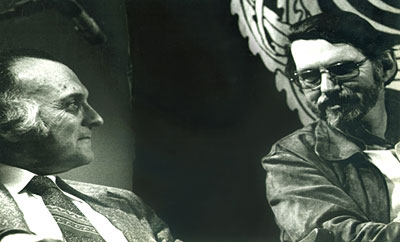Robert Duncan (left), Robert Creeley, Vancouver, BC, late 1970s, picture by Lawlor